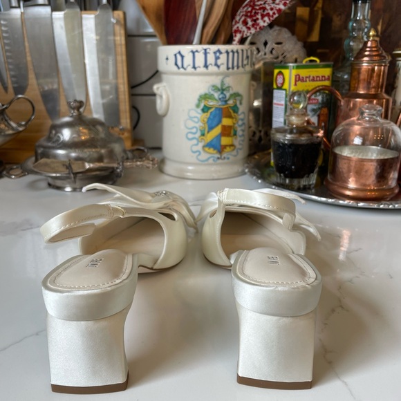 JW PEI Satin Slingback Heels in Cream - Picture 2 of 9